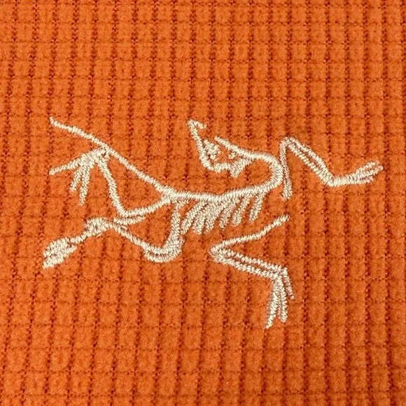 Arcteryx Womens Delta LT Zip Neck Jacket M Orange Alaska Majestic Heli Ski Logo
